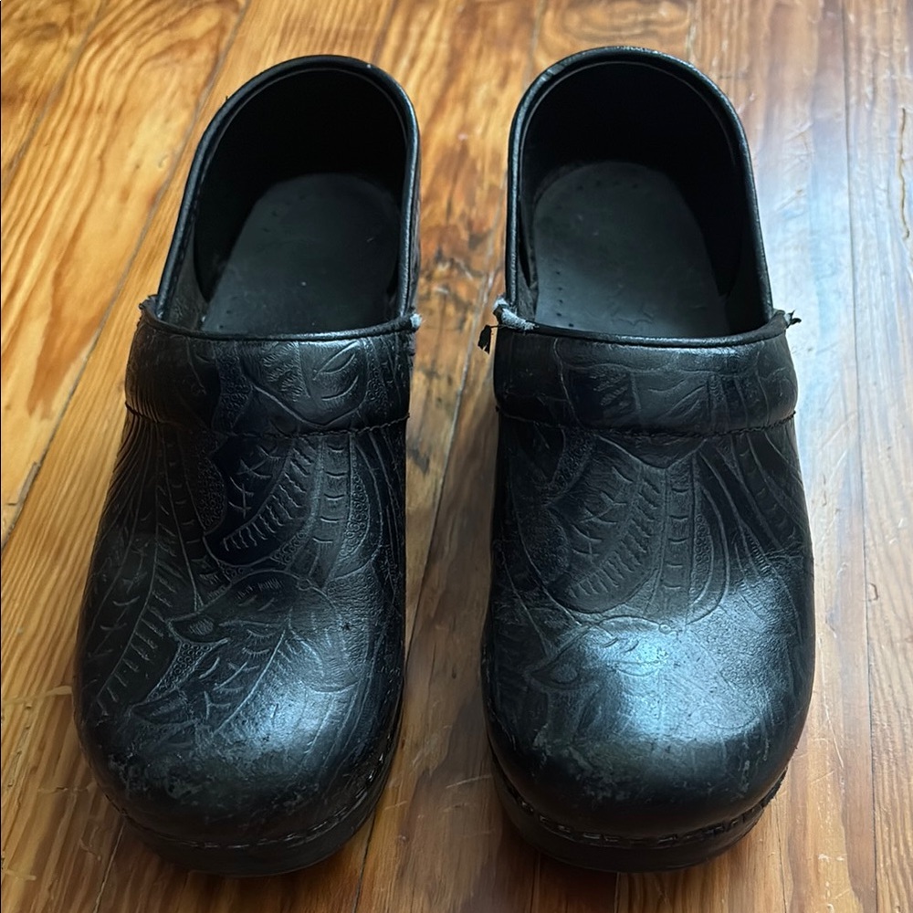 Dansko Black Embossed Clogs
